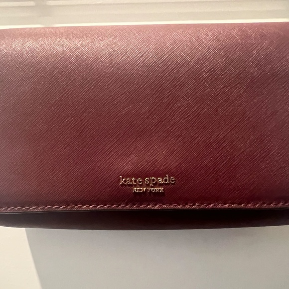 Burgundy Mini leather crossbody bag /clutch (removable strap) By Kate Spade - Picture 3 of 6